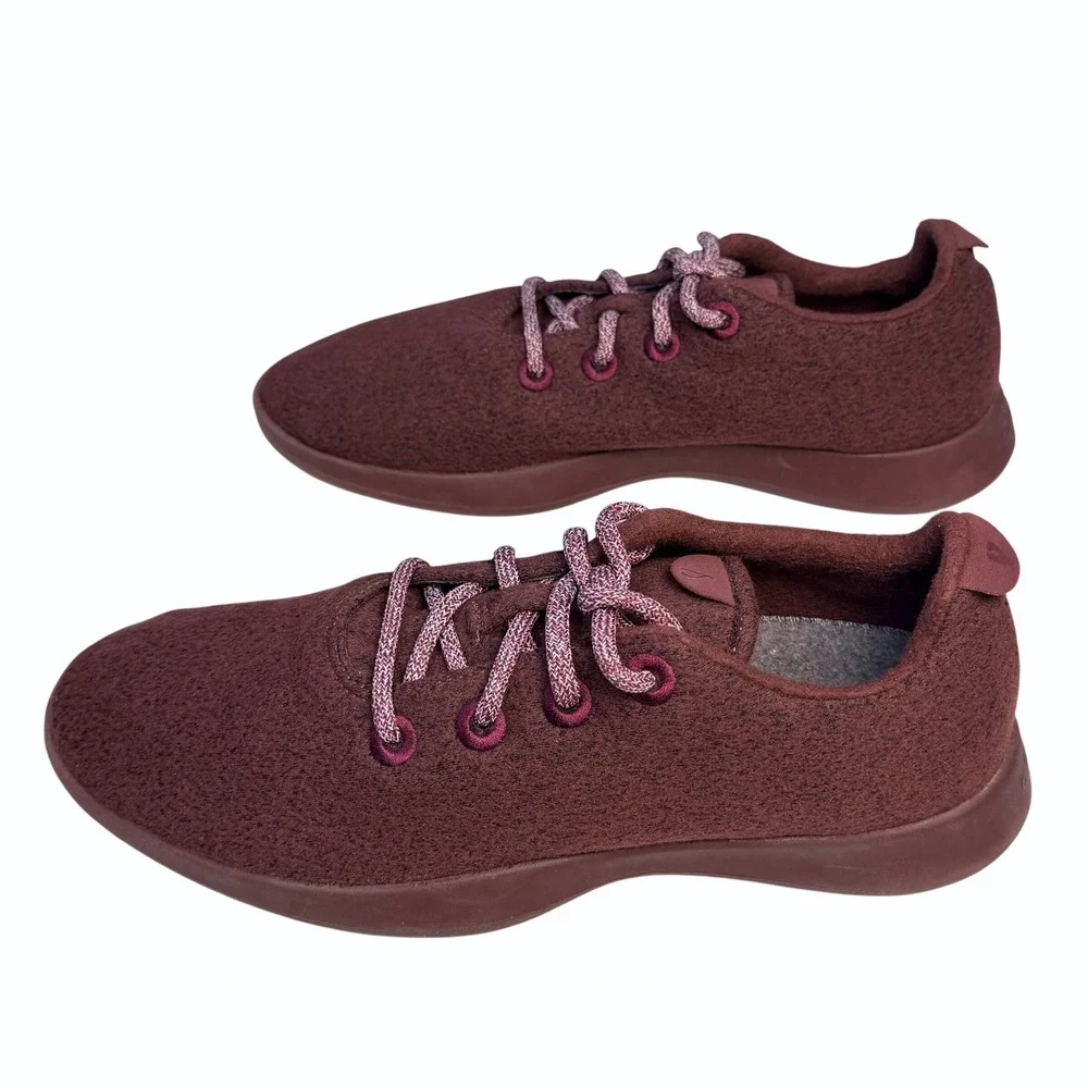 Allbirds‎ Wool Runners Sneakers Men 10 Burgundy Maroon Merino Wool Sustainable